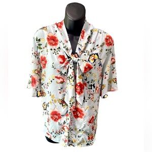 Rachel Zoe Floral Short Sleeve Tie Button Down